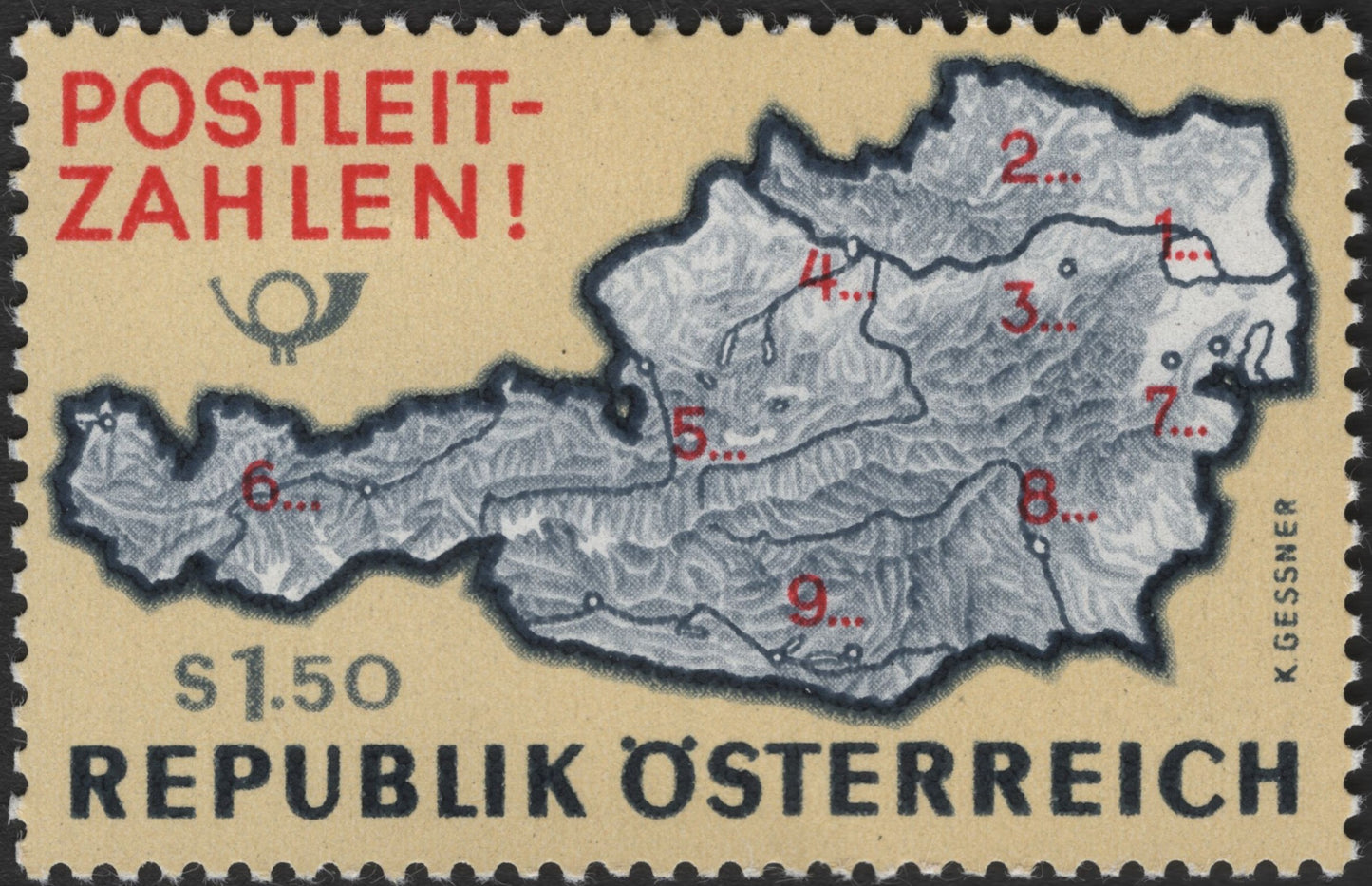 SCG2755 - Austria 1966 Postal Code Introduction Stamp – "Postleitzahlen"