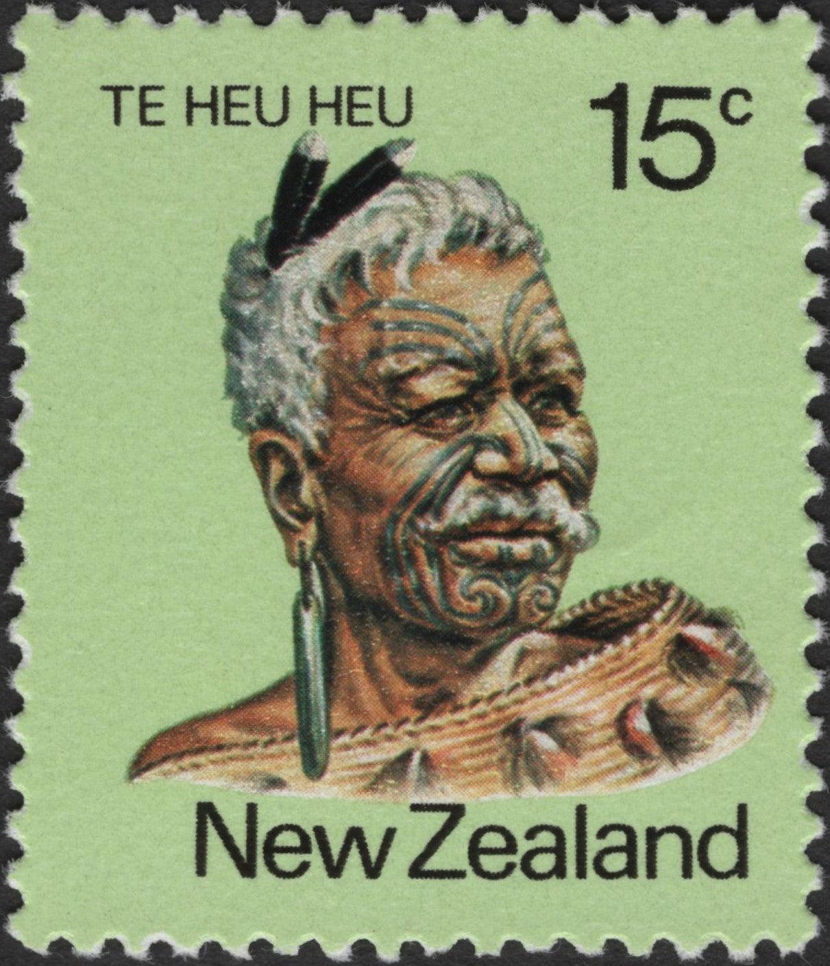 SCG2724 - New Zealand 15c Te Heu Heu Stamp (1972 Māori Leaders Series)