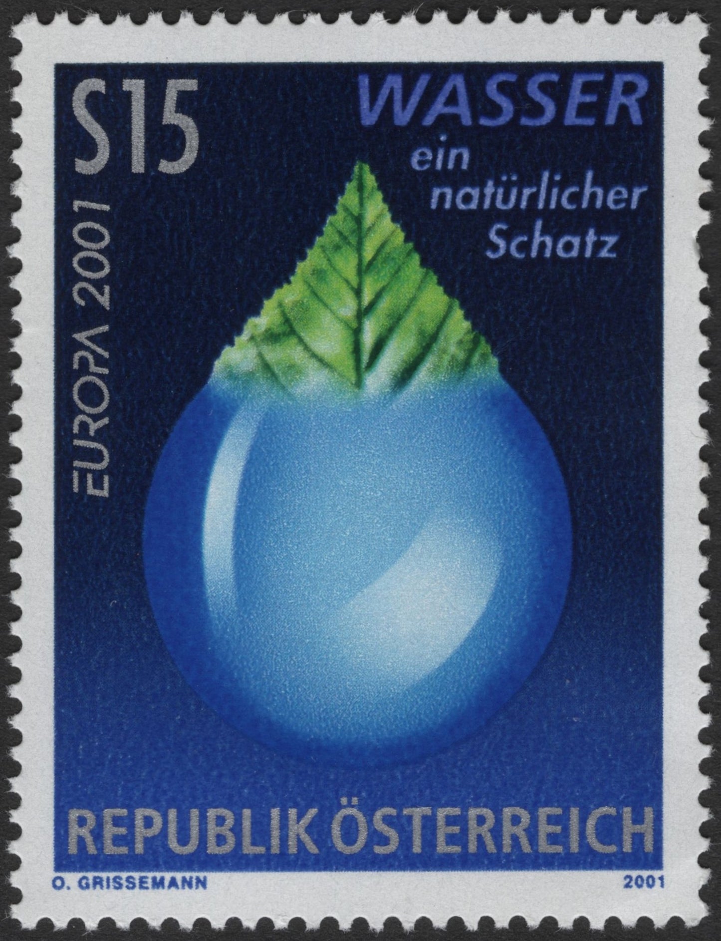 SCG2725 - Austria 2001 Europa Stamp – "Water: A Natural Treasure"