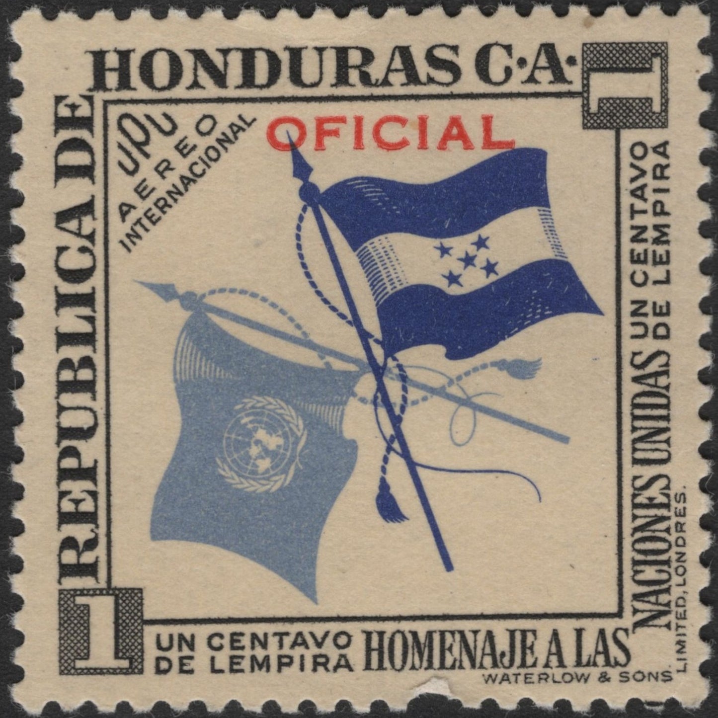SCG2731 - 1950s Honduras “Homenaje a las Naciones Unidas” Airmail Stamp