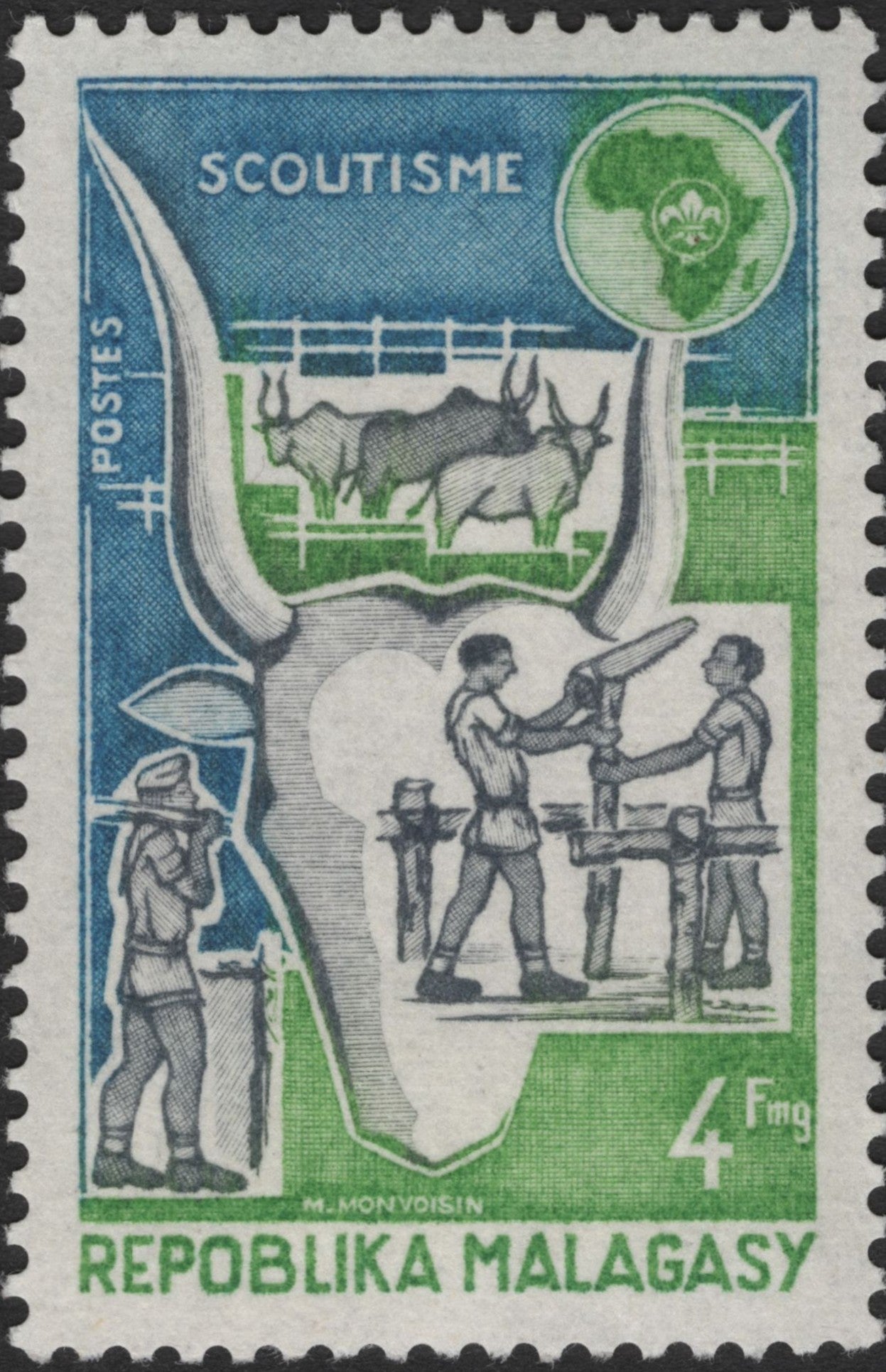 SCG2789 - 1960s Malagasy Republic "Scouting" Stamp – 4 Franc