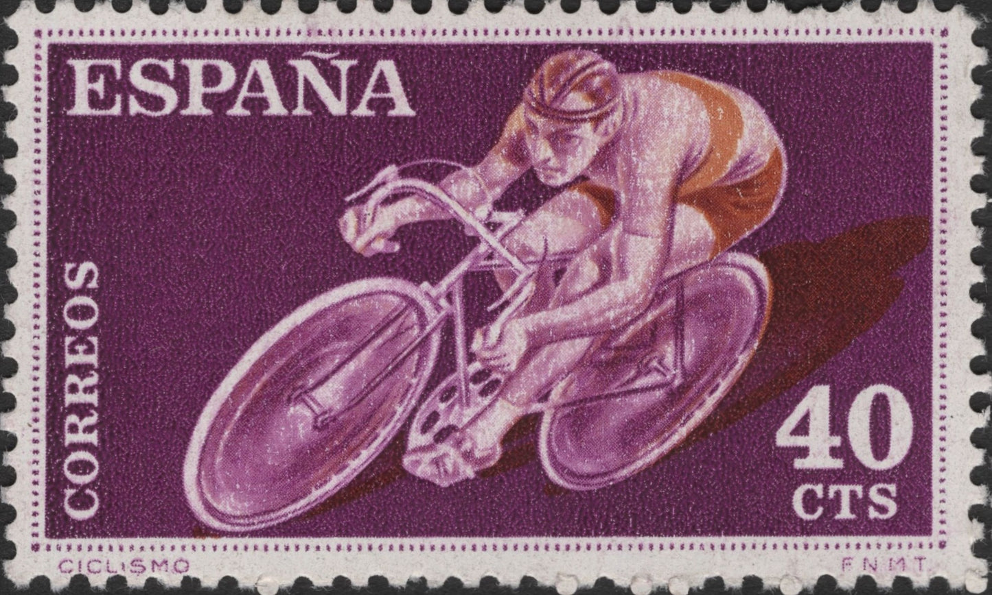 SCG2848 - 1960s Spain Cycling Postage Stamp – 40 Céntimos