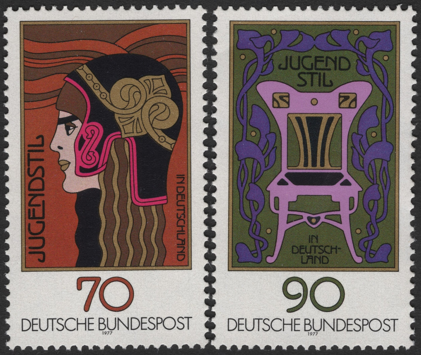 SCG2854 - Germany 1977 – Jugendstil Art Nouveau Series (70 Pf & 90 Pf)