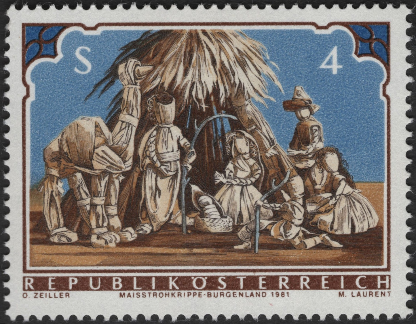 SCG2883 - Austria 1981 – Burgenland Straw Nativity Scene Stamp