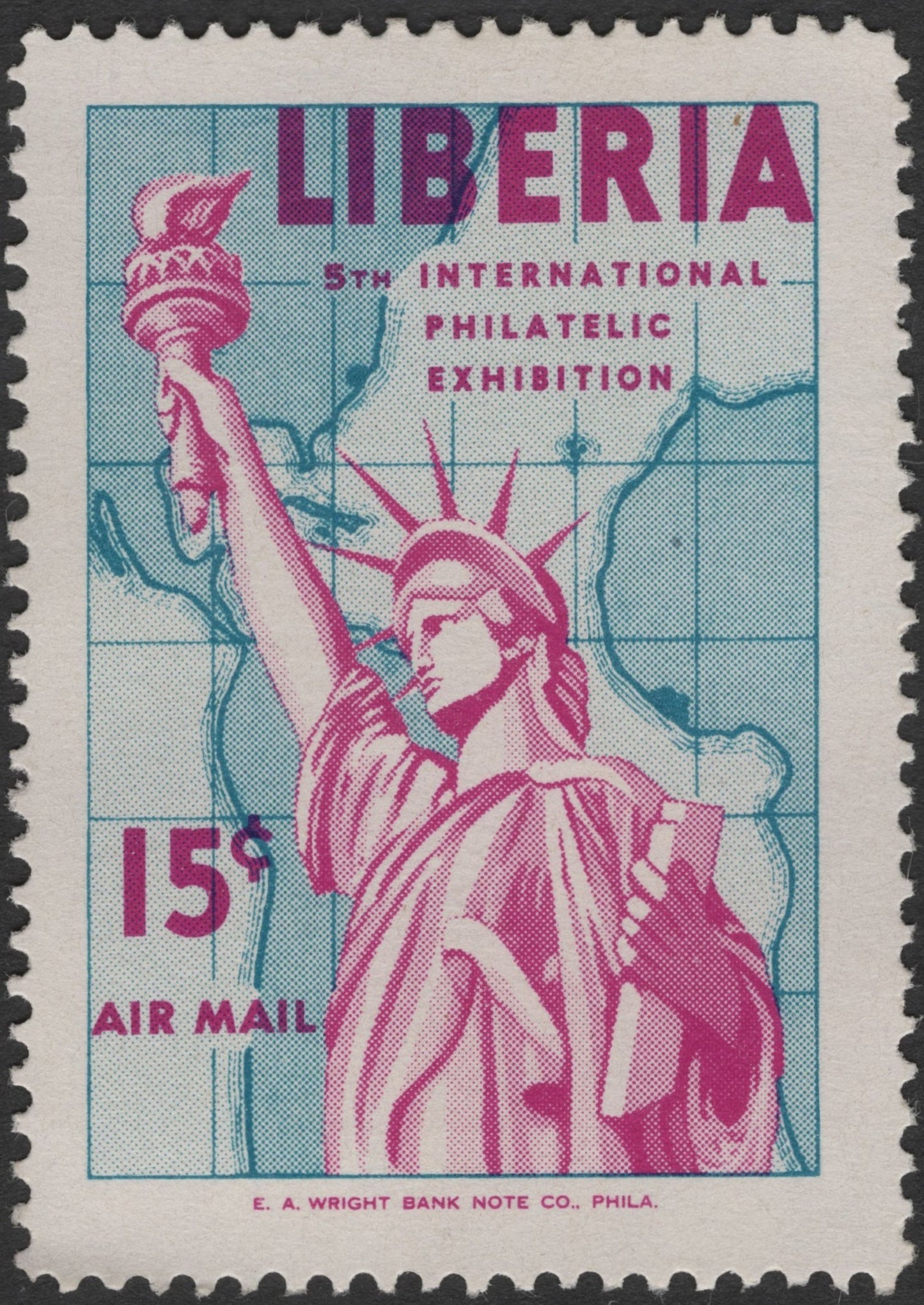 SCG2965 - Liberia 5th International Philatelic Exhibition Airmail Stamp (Statue of Liberty)