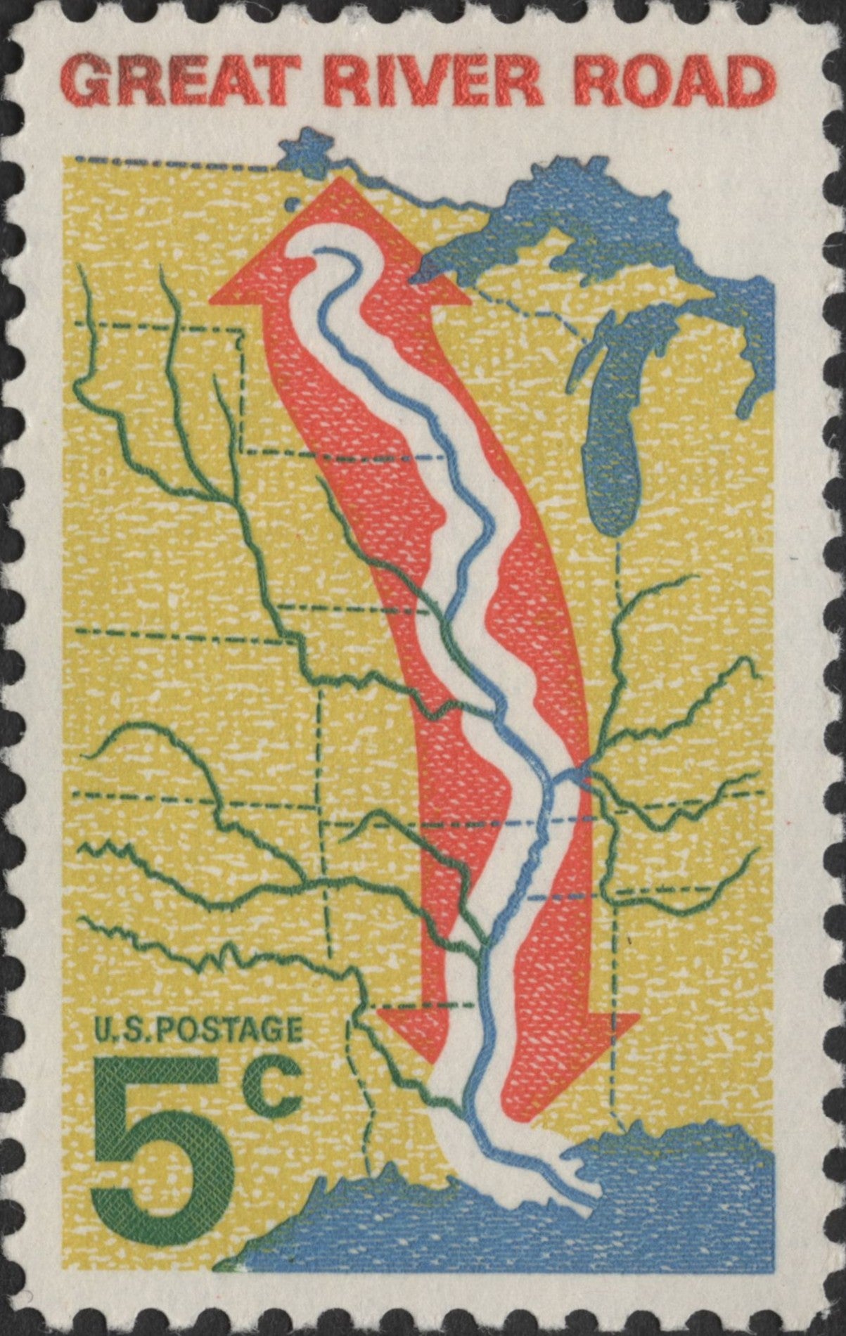 SCG2985 - USA 1966 Great River Road 5¢ Stamp