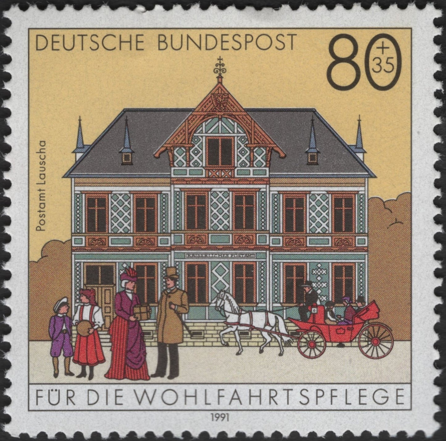 SCG2909 - Germany 1991 Welfare Stamp – Post Office in Lauscha