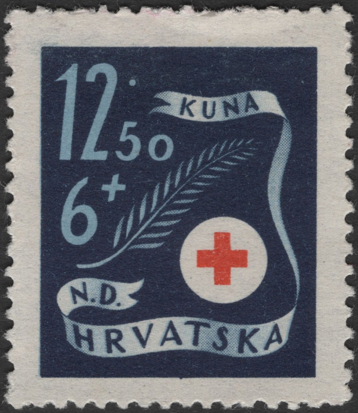 SCG3056 - NDH Croatia Red Cross Semi-Postal Stamp (c. 1940s)