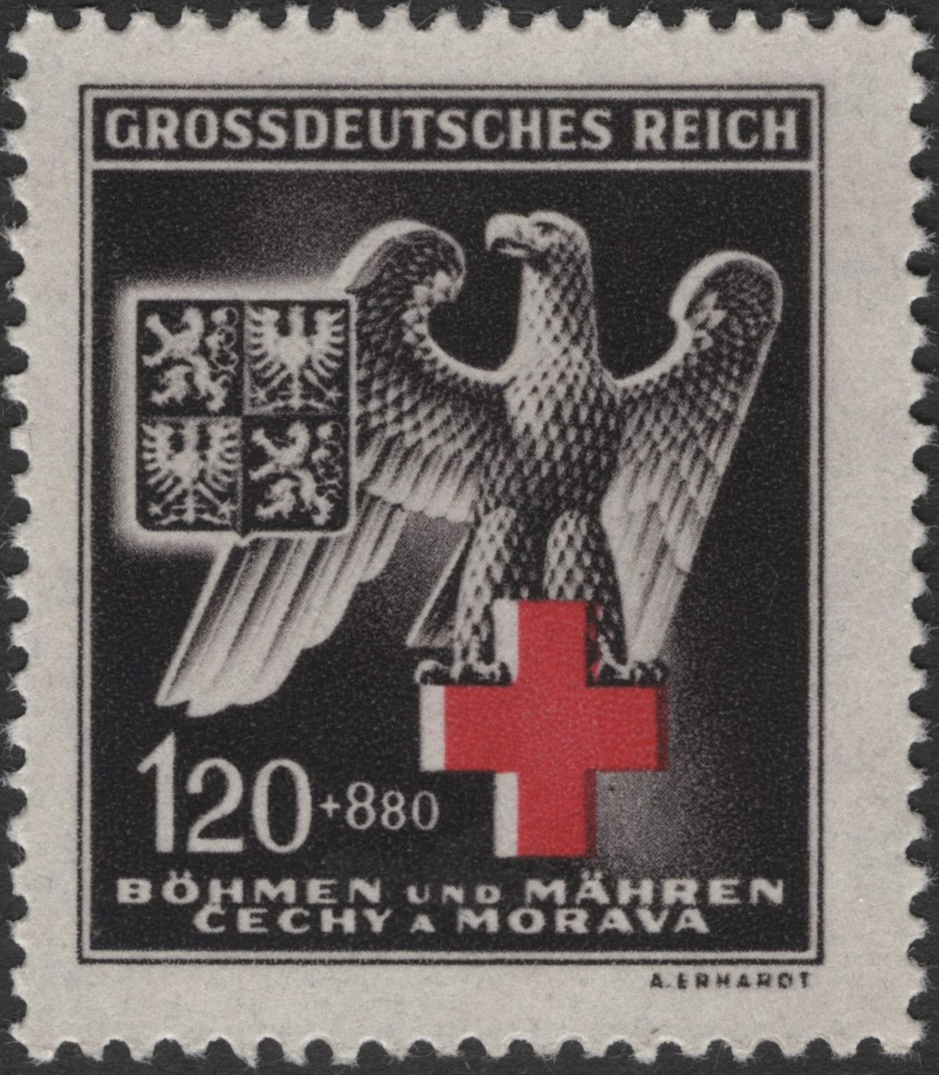 SCG3069 - Bohemia & Moravia Red Cross Semi-Postal Stamp – 1943
