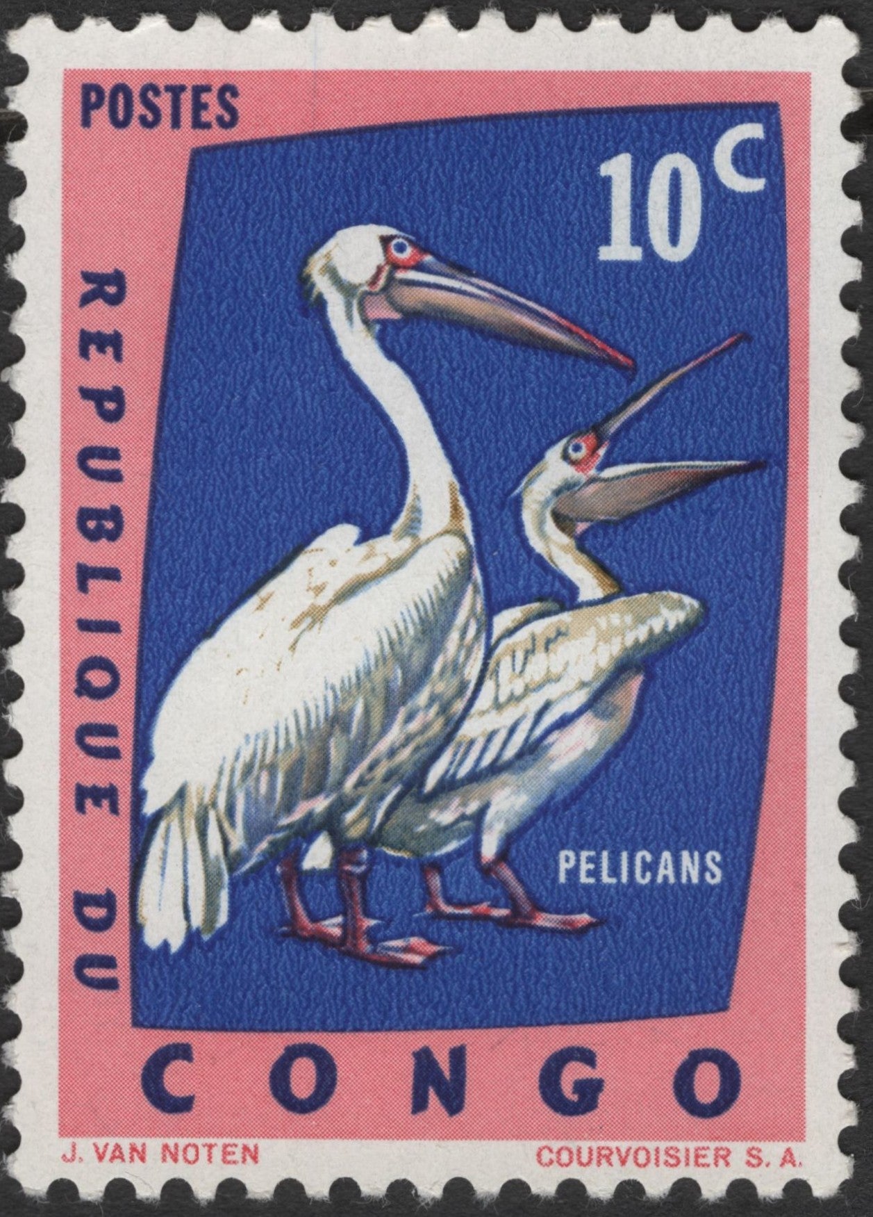 SCG3123 - Congo 10C Pelicans Stamp (Republic of Congo)
