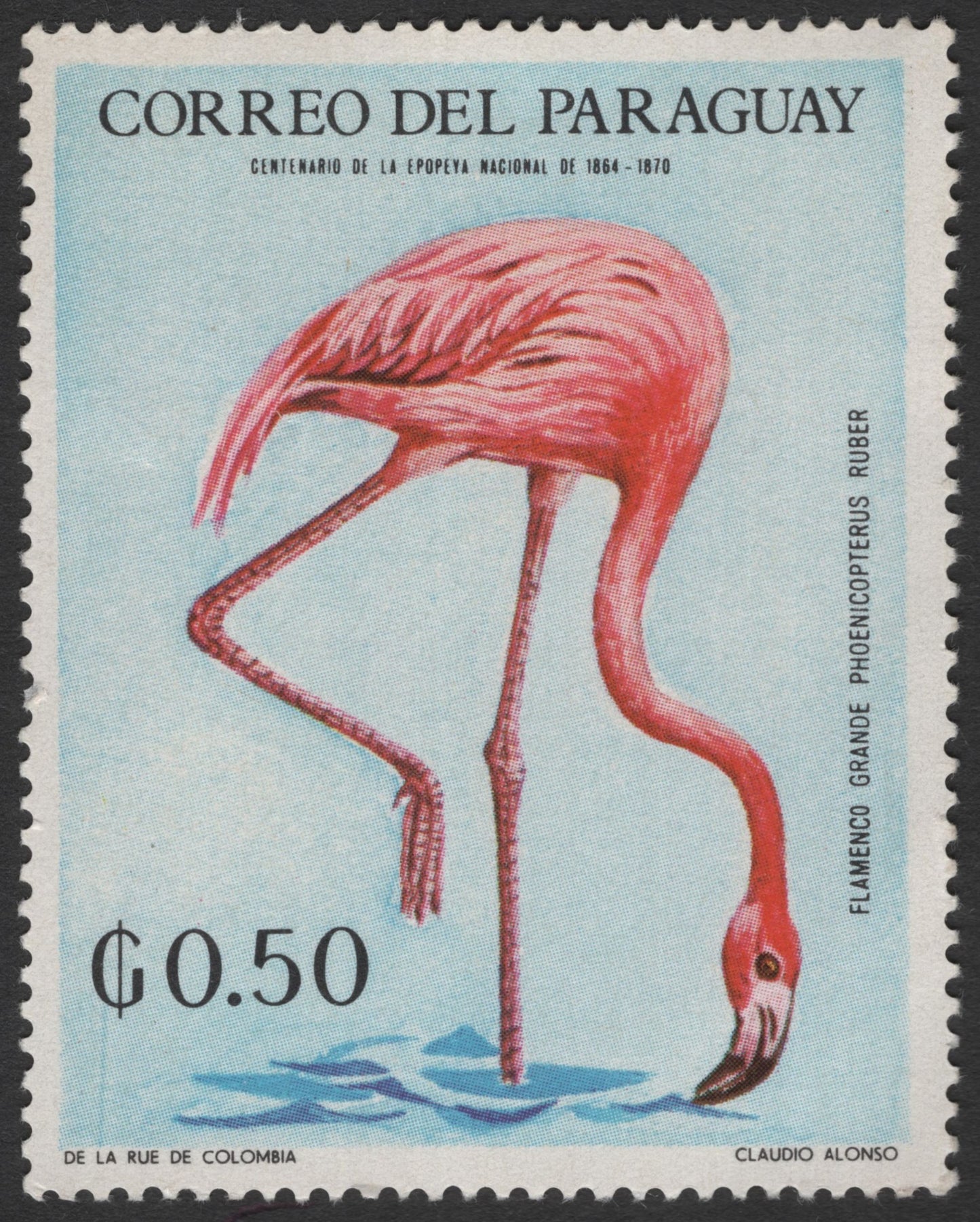 SCG3136 - Paraguay Flamingo Stamp – 1864–1870 War Centennial Issue