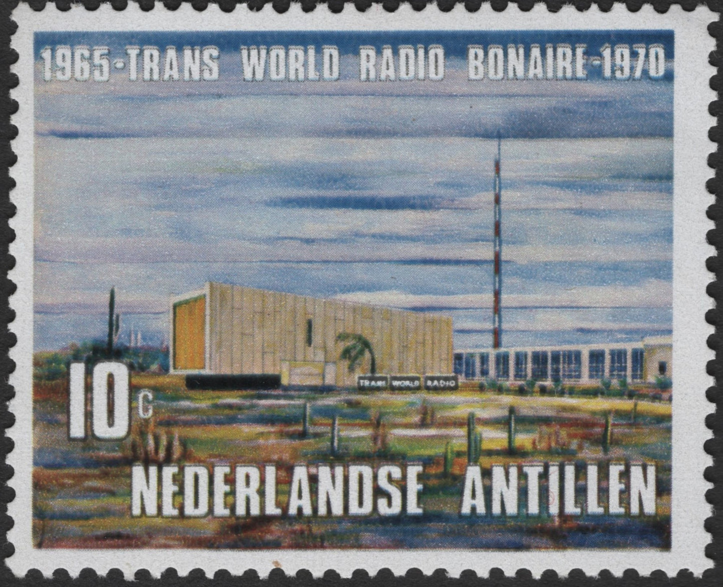 SCG3178 -  1970 Trans World Radio Bonaire Stamp – Netherlands Antilles
