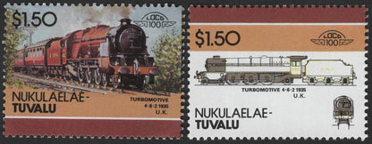 SCG3188 - Tuvalu 1985 Turbomotive 4-6-2 (1935) Locomotive Pair – Nukulaelae Island Issue