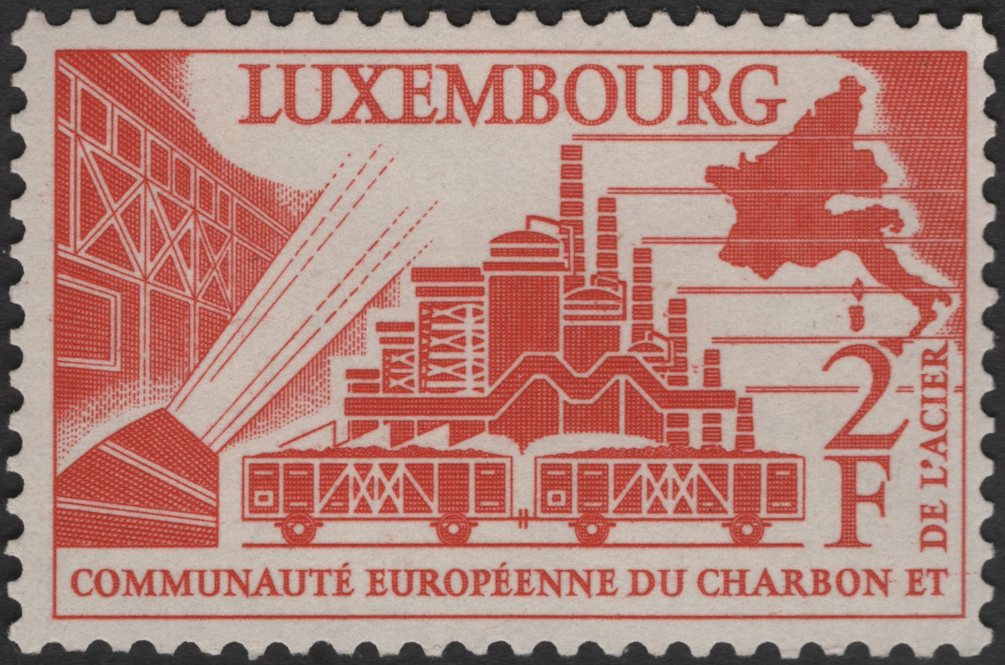SCG3240 - Luxembourg 1956 – European Coal and Steel Community Stamp (2F Red)