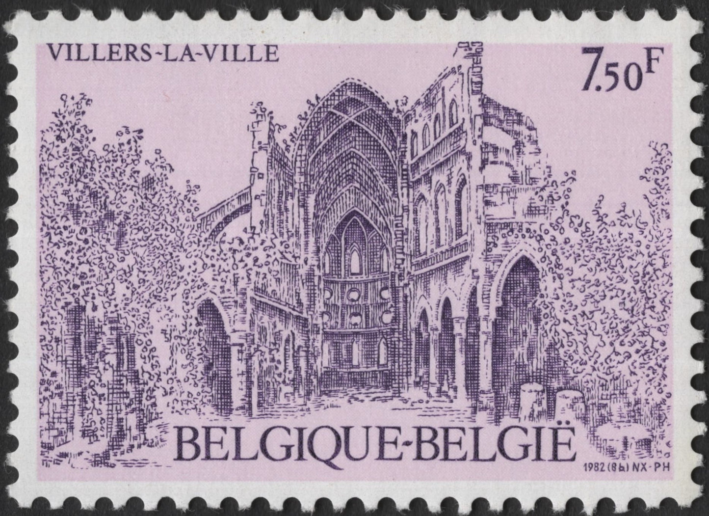 SCG3250 - 1982 Belgium 7.50F Stamp – Villers-la-Ville Abbey