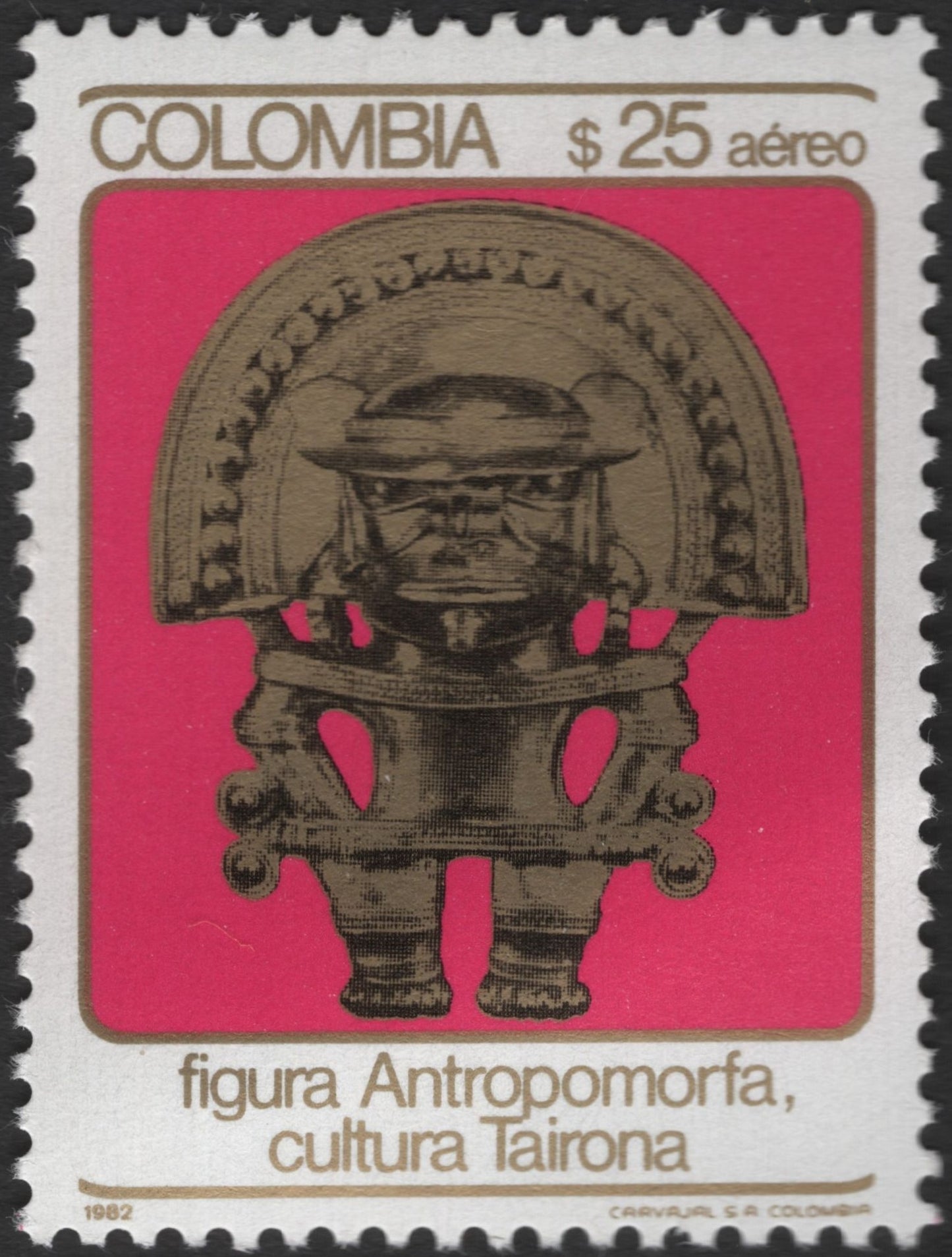 SCG3284 - Colombia 1982 – Tairona Anthropomorphic Figure Airmail Stamp