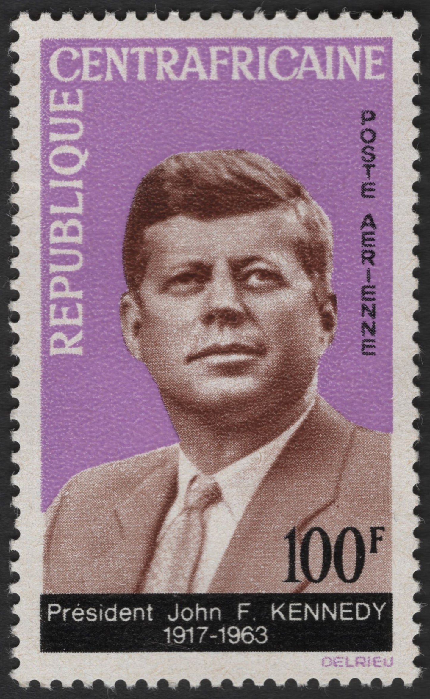 SCG3293 - Central African Republic – John F. Kennedy Airmail Stamp (100F, 1960s)