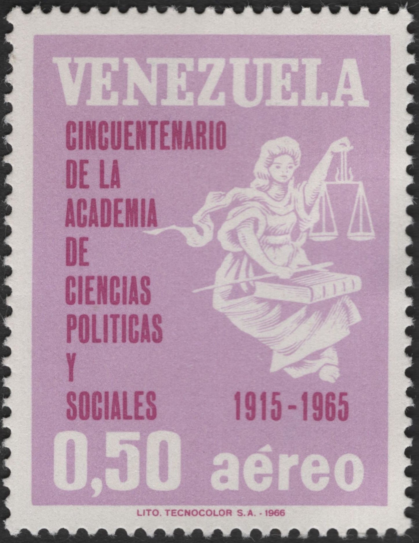 SCG3278 - Venezuela 1966 – 50th Anniversary of the Academy of Political and Social Sciences Airmail Stamp