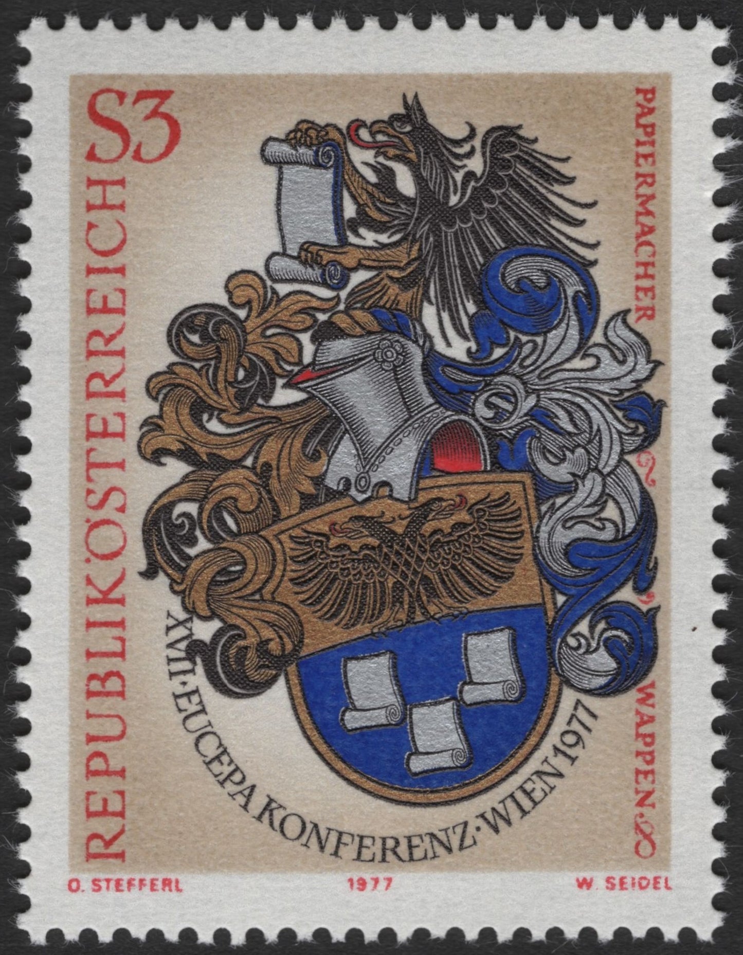 SCG3298 - Austria 1977 XVIth EUCEPA Conference Coat of Arms Stamp