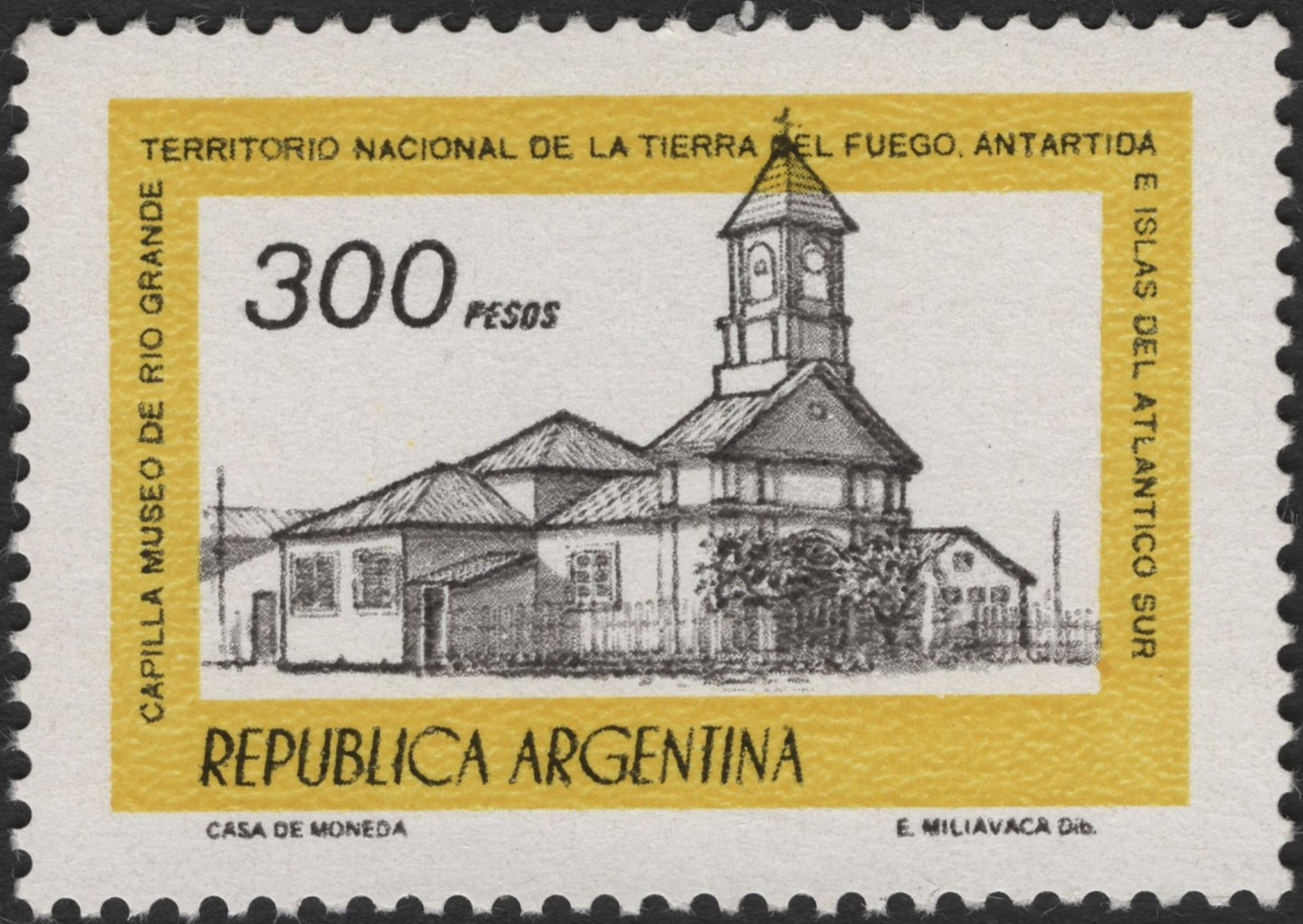 SCG3413 - Argentina 300 Pesos – Río Grande Chapel Museum Stamp (Tierra del Fuego)