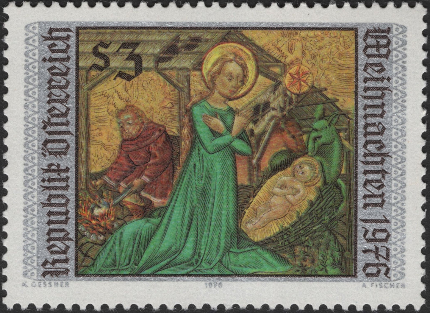 SCG3328 - Austria 1976 Christmas Stamp – Nativity Scene