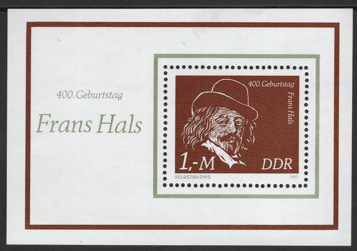 SCG3358 - Miniature Sheet: East Germany 1980 – 400th Birth Anniversary of Frans Hals