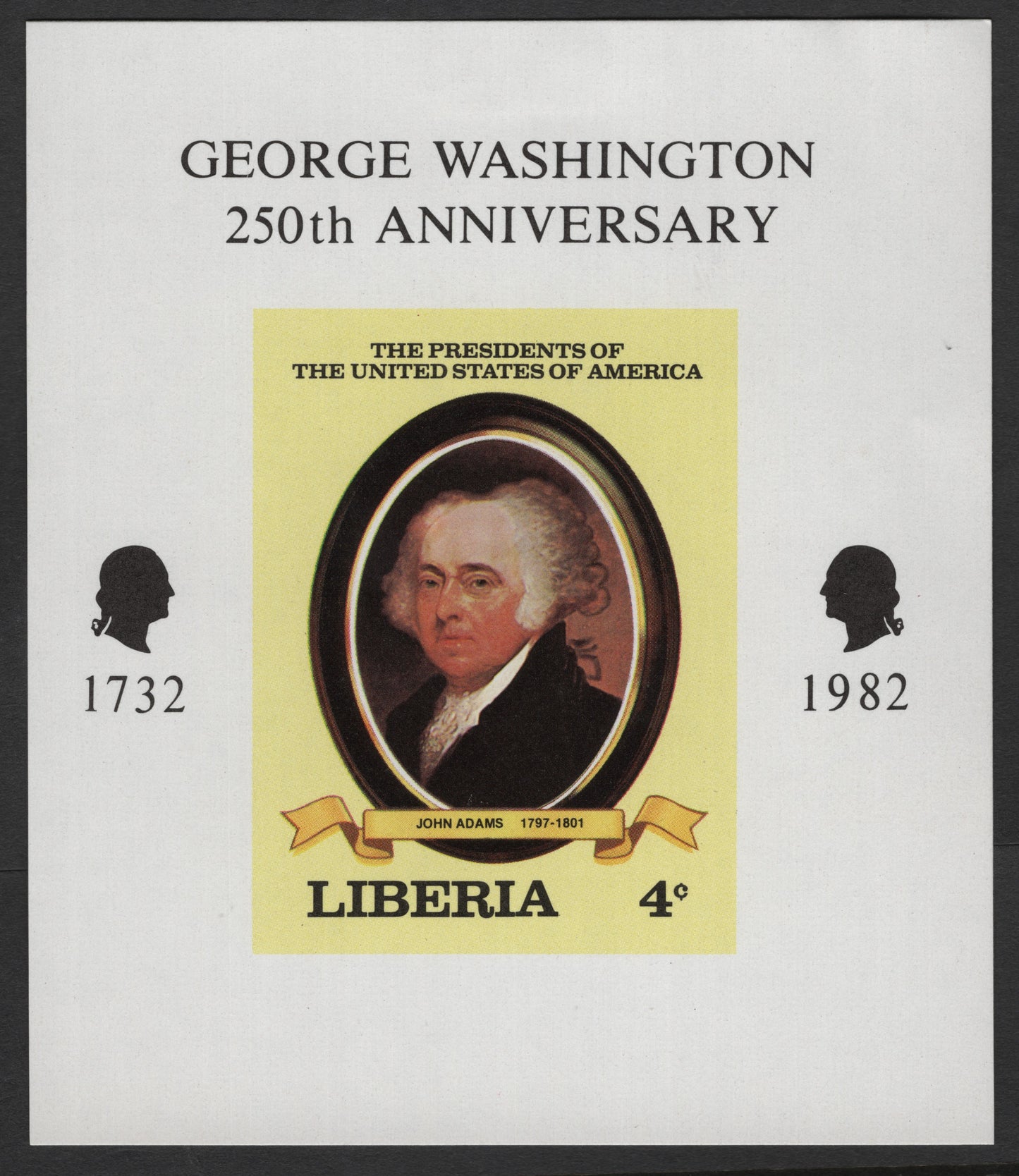 SCG3362 - Liberia 1982 Miniature Sheet – George Washington 250th Anniversary (John Adams)