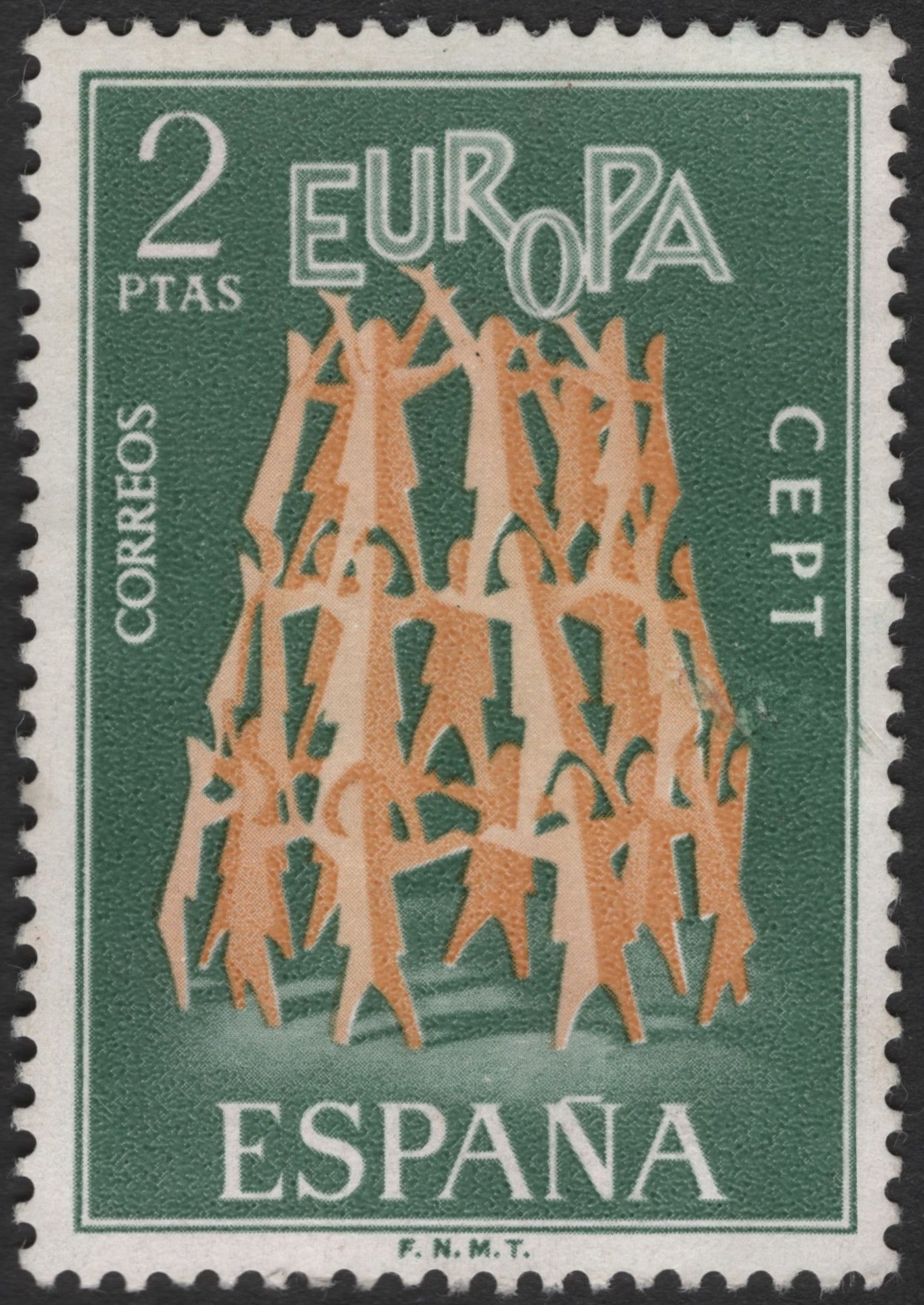 SCG3464 - Spain 1960 Europa CEPT Stamp – Human Tower