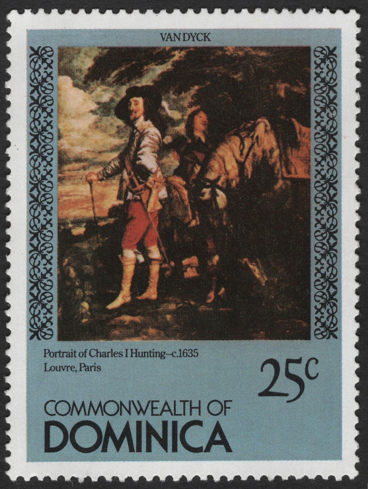 SCG3479 - Portrait of Charles I Hunting – Van Dyck (Dominica, 25c)