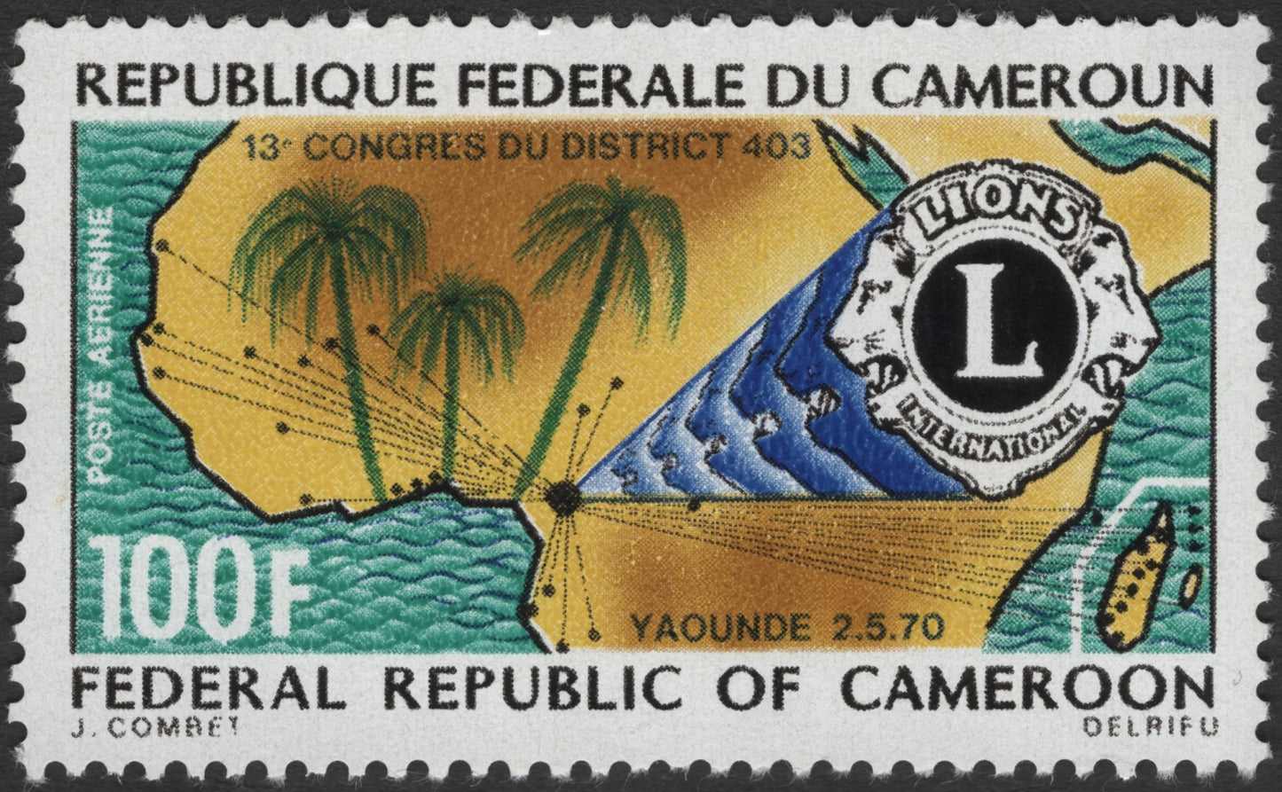 SCG3440 - Cameroon 1970 Lions Club District 403 Congress Airmail Stamp