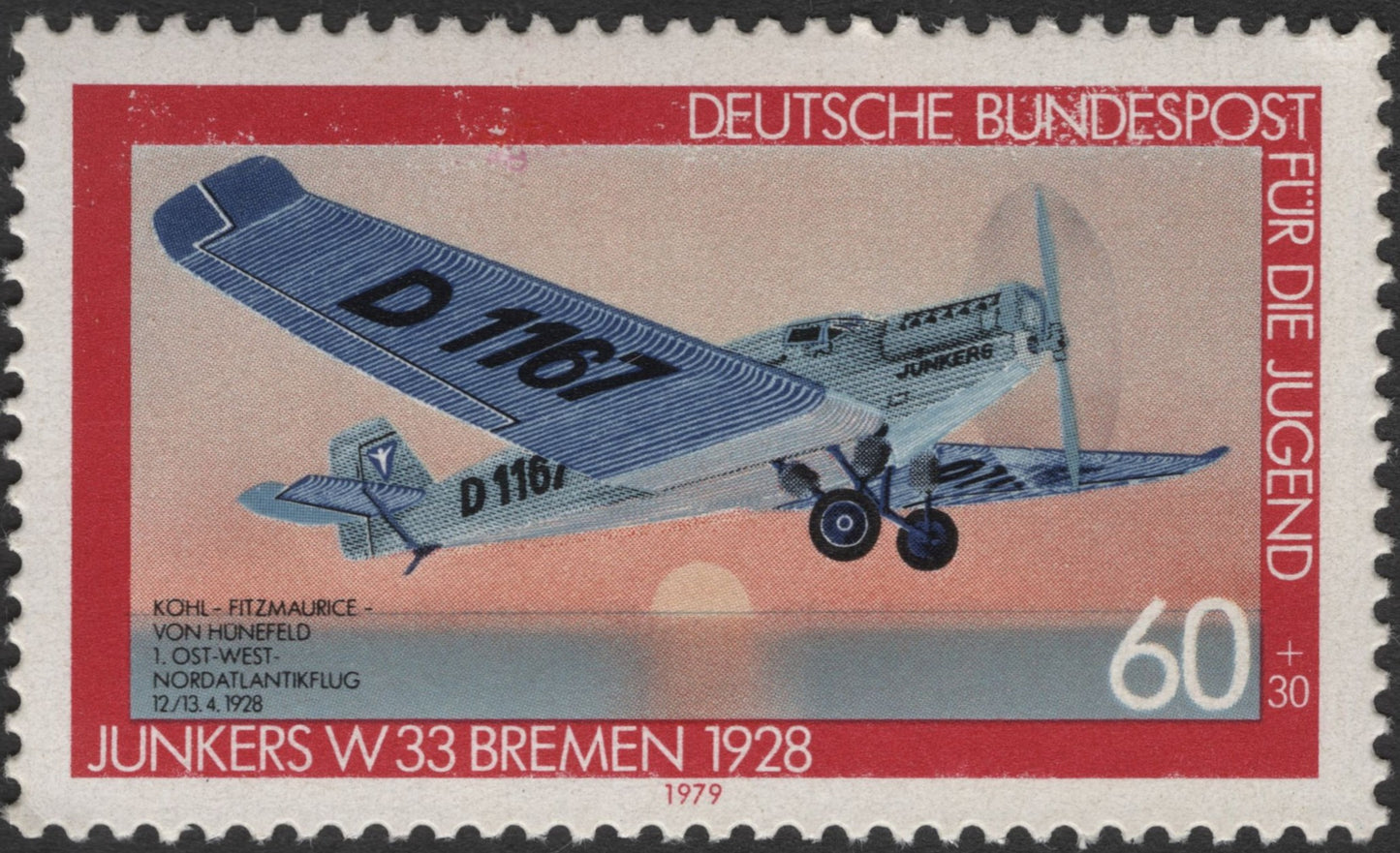 SCG3430 - Germany 1979 – Junkers W 33 "Bremen" 1928 – Youth Welfare Semi-Postal