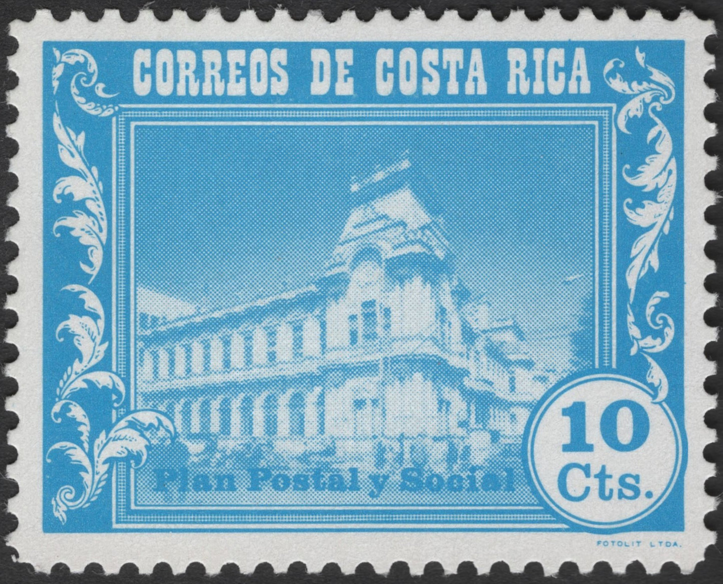 SCG3431 - Costa Rica 10 Cts "Plan Postal y Social" Stamp – Postal Building Issue