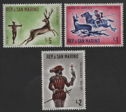 SCG3480 - San Marino – 16th Century Hunting Scenes (Set of 3 Stamps)