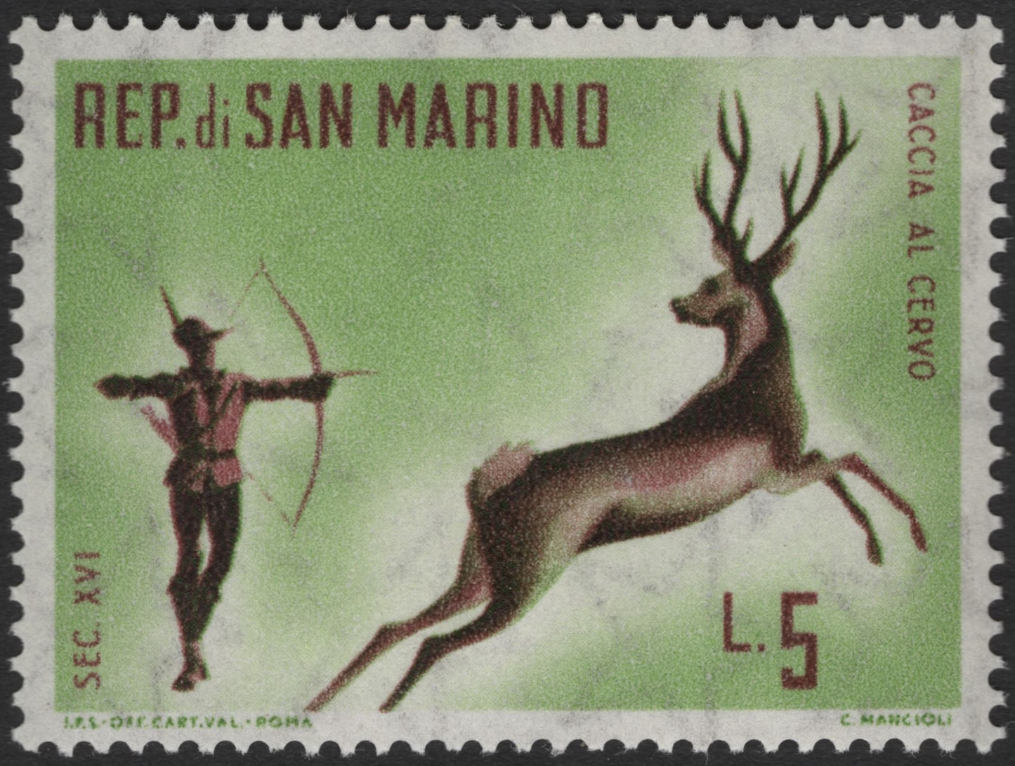 SCG3480 - San Marino – 16th Century Hunting Scenes (Set of 3 Stamps)