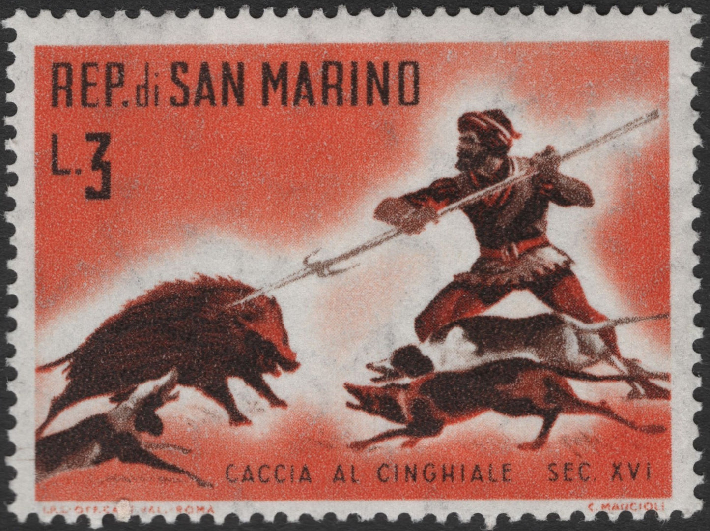 SCG3481 - San Marino 1961 – XVI Century Hunting Scenes (L.3 & L.4)