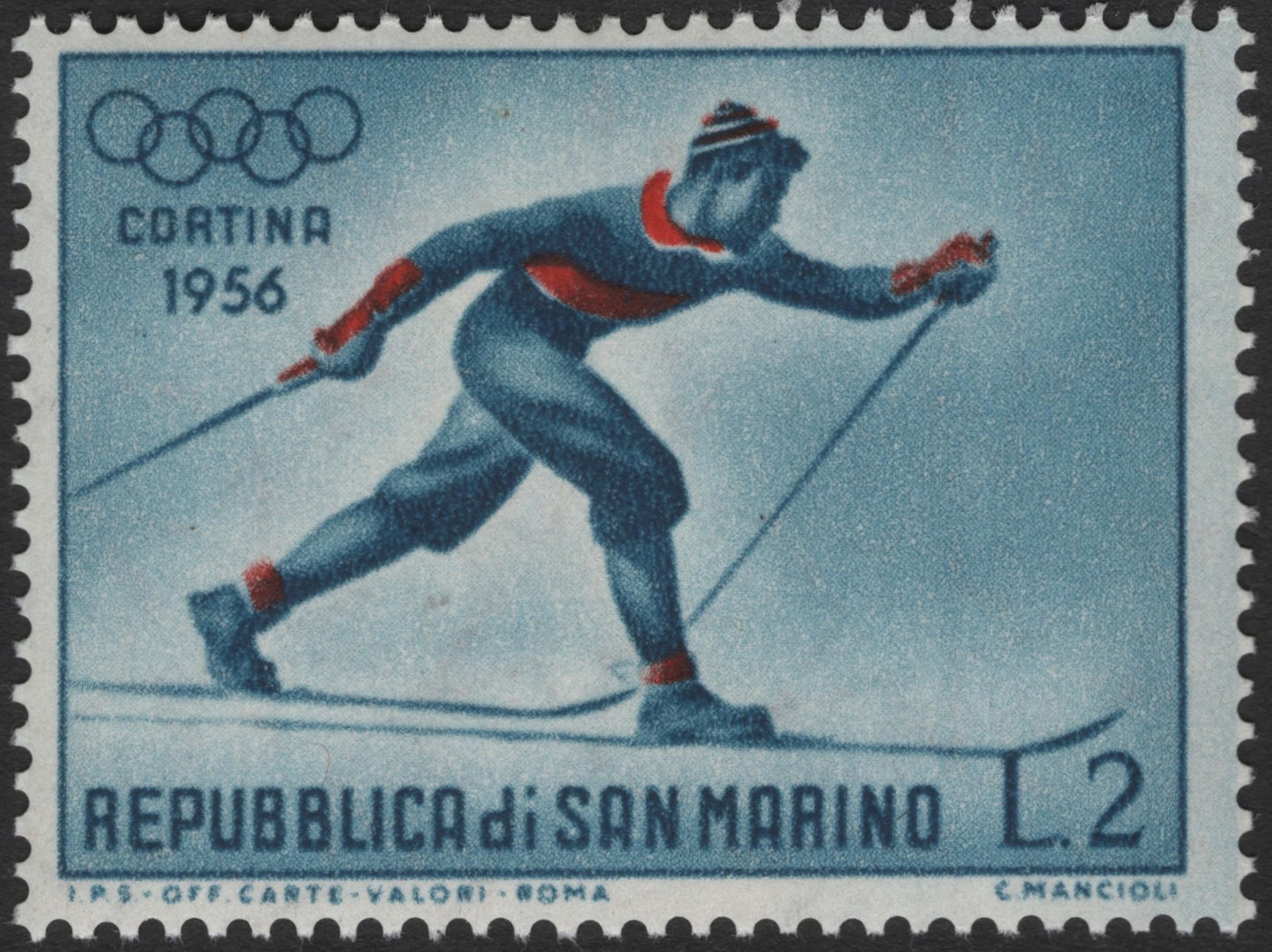 SCG3485 - San Marino 1956 Winter Olympics Sports Stamp Set