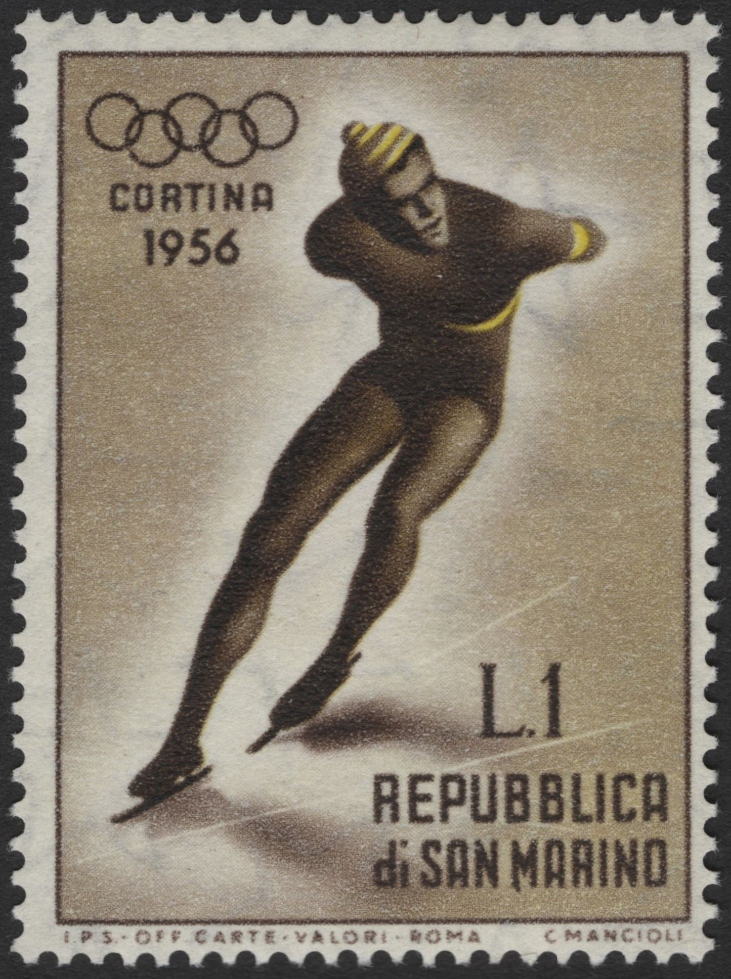 SCG3485 - San Marino 1956 Winter Olympics Sports Stamp Set