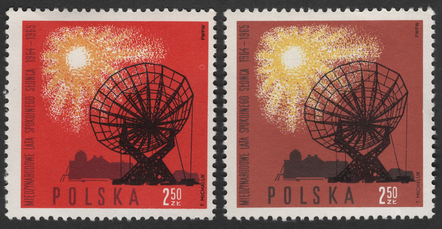 SCG3483 -  Poland 1965 – International Quiet Sun Years Stamp Pair (2.50 zł)
