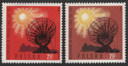 SCG3483 -  Poland 1965 – International Quiet Sun Years Stamp Pair (2.50 zł)