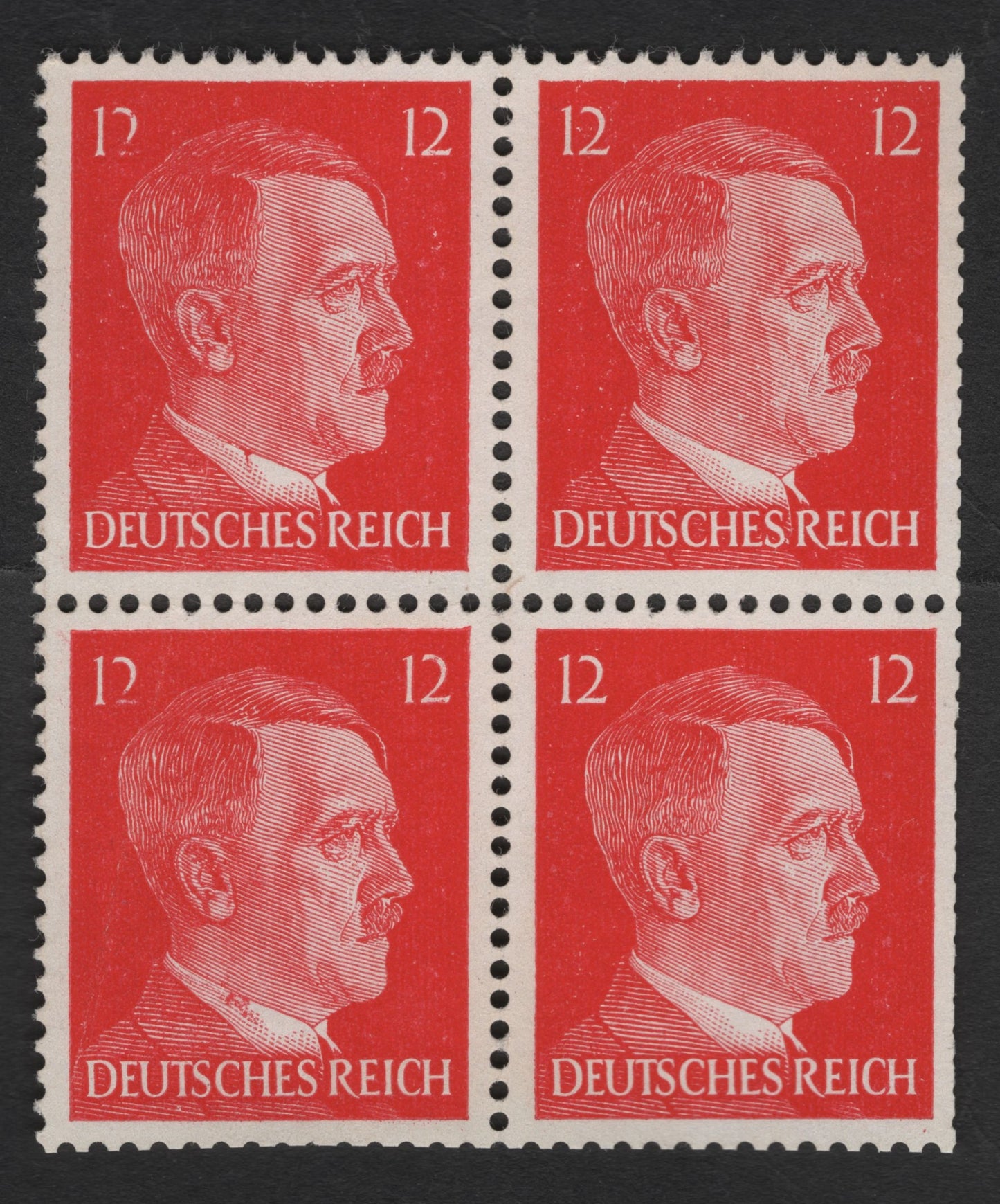 SCG3447 - Germany 12 Pfennig Hitler Definitive Block (Deutsches Reich, WWII Era)