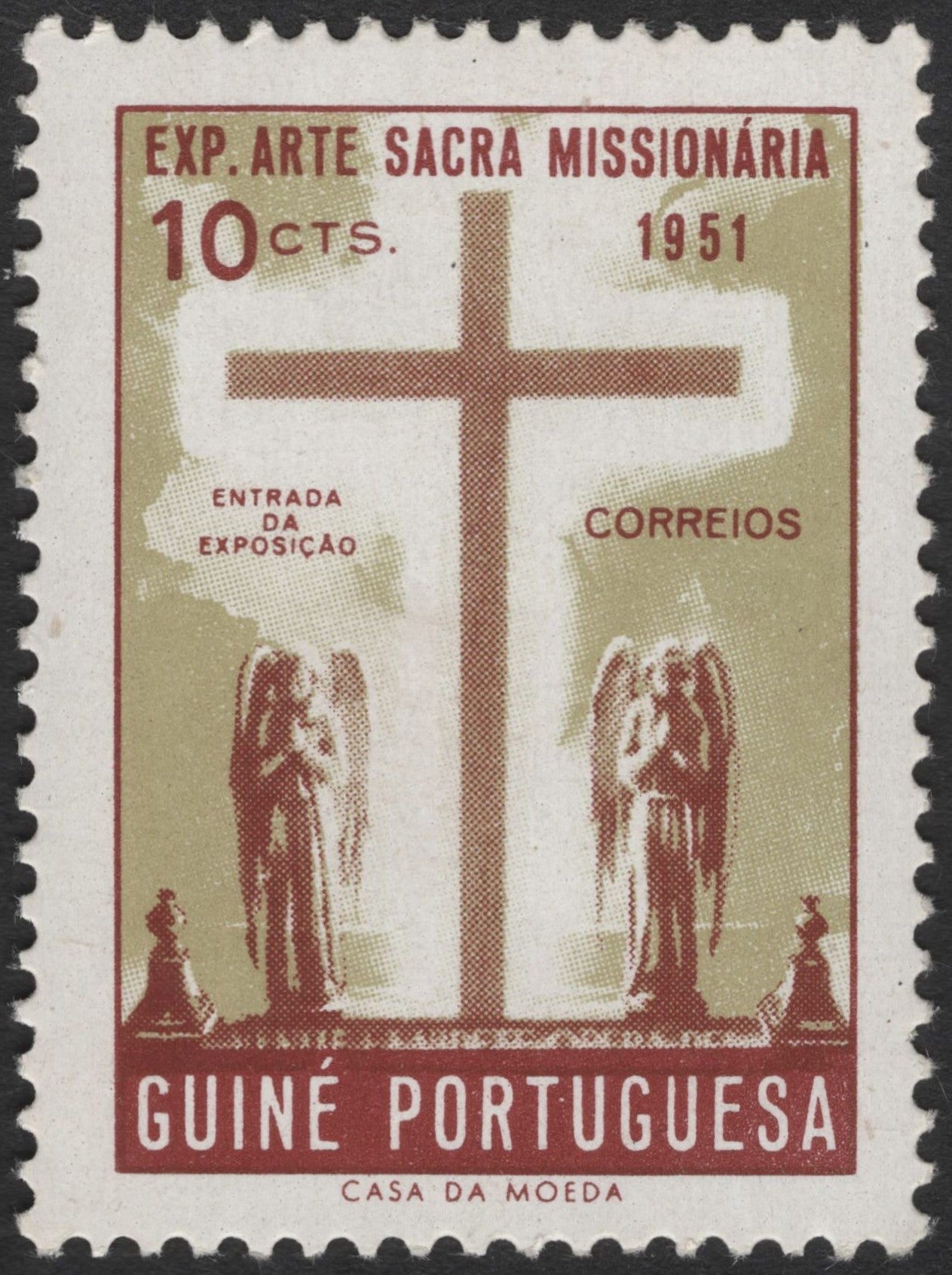 SCG3562 - 1951 Portuguese Guinea Sacred Missionary Art Exhibition Stamp – 10 Centavos