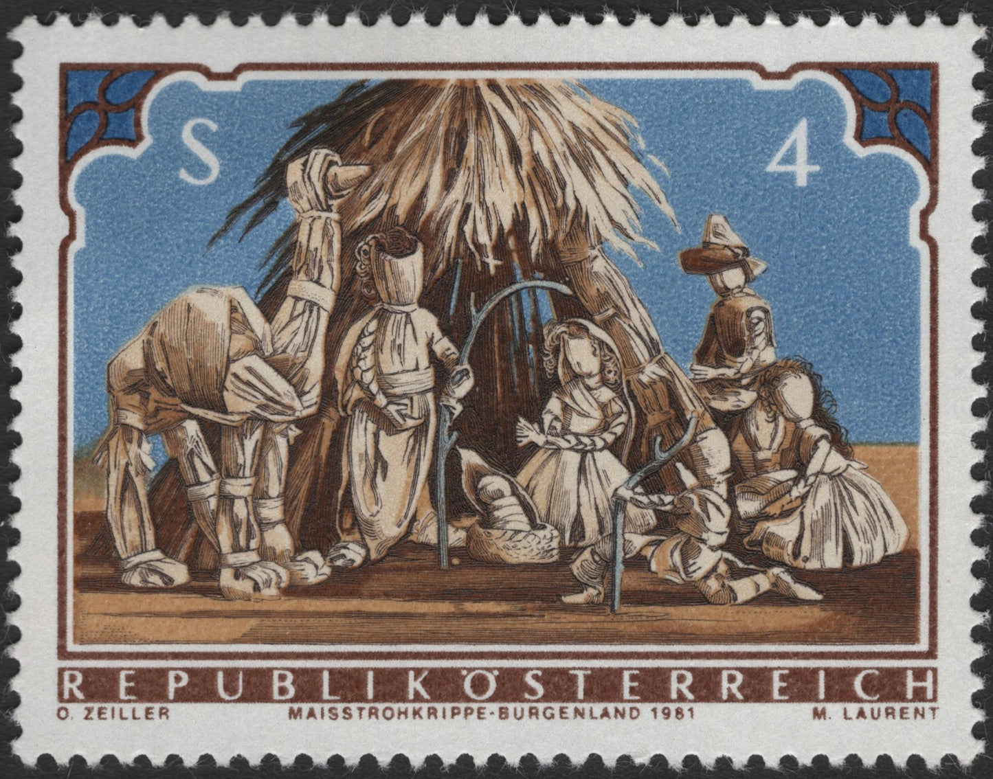 SCG3579 - Austria 1981 – Cornstalk Nativity Scene, Burgenland