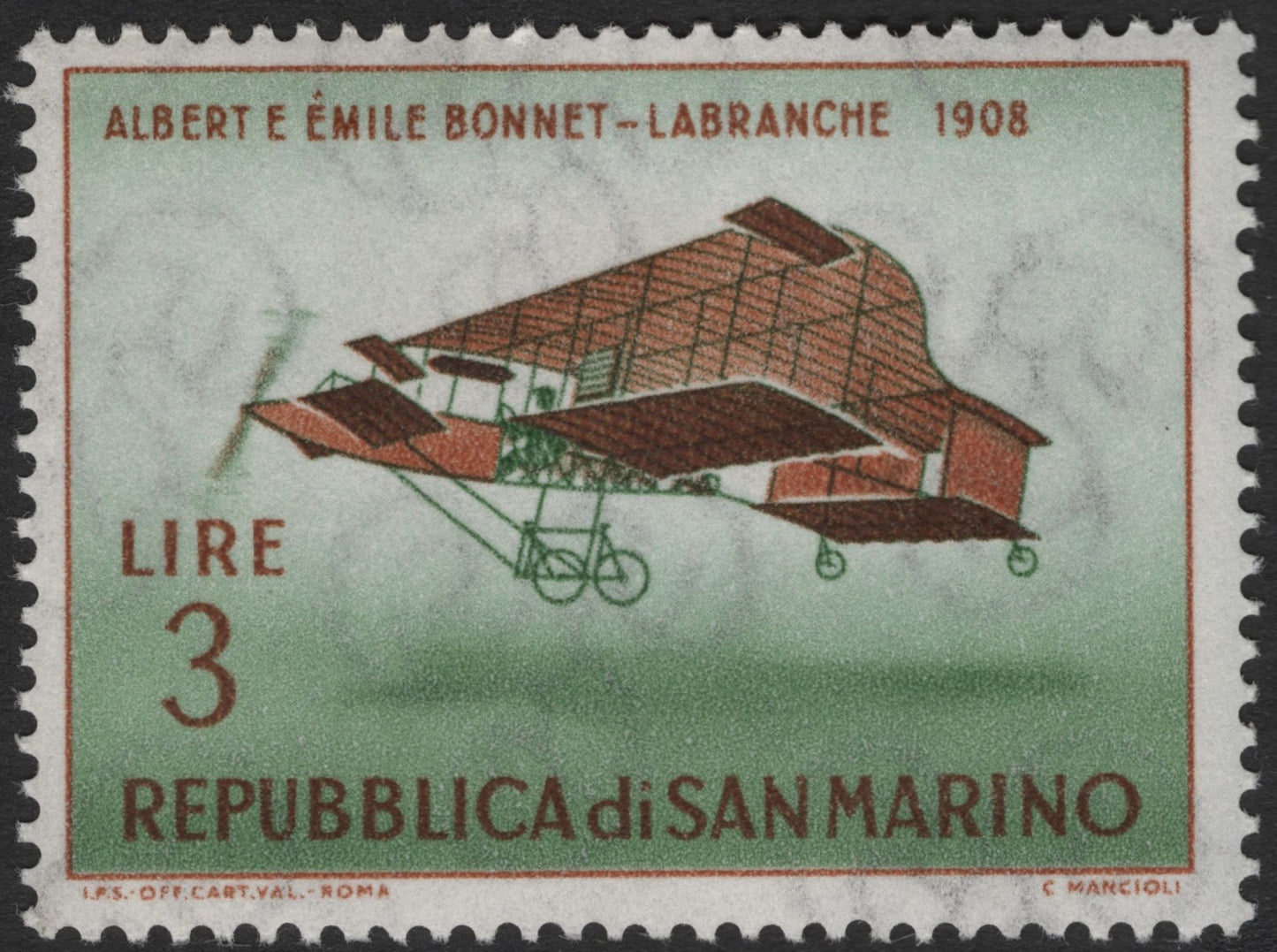 SCG3629 - San Marino 1960s – Albert & Émile Bonnet-Labranche Aircraft (1908)