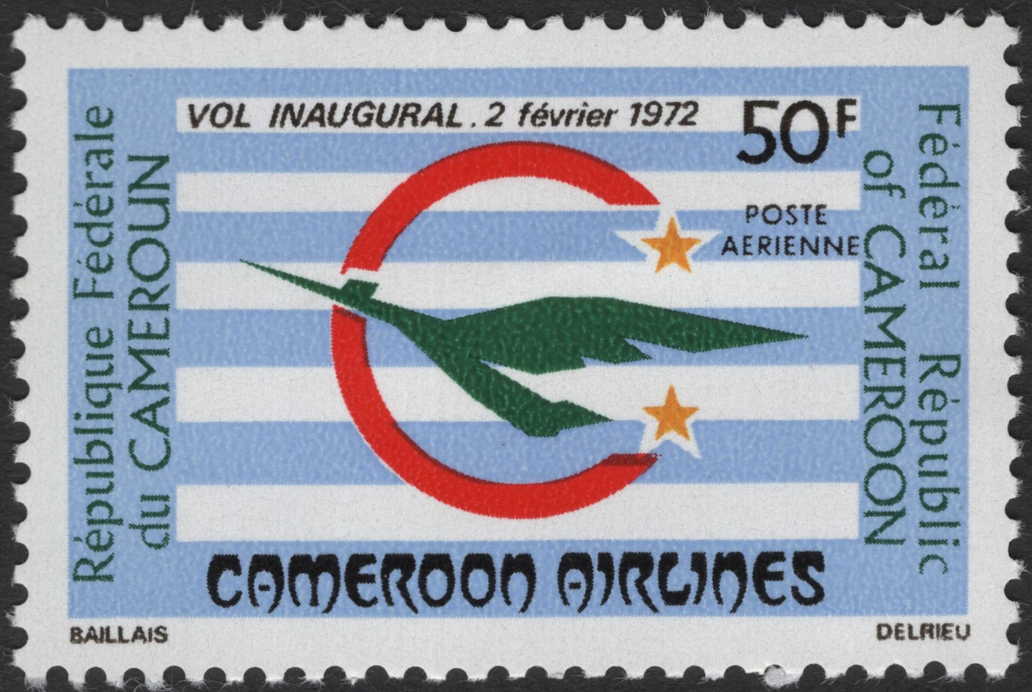 SCG3632 - Cameroon 1972 – Cameroon Airlines Inaugural Flight Airmail Stamp