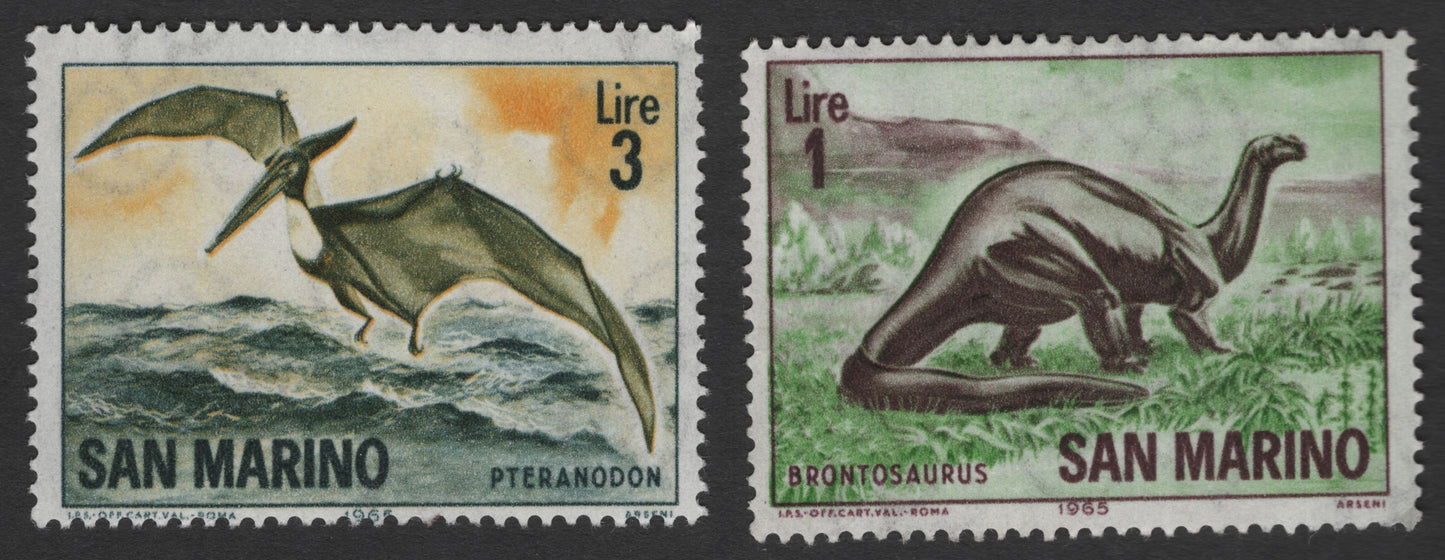 SCG3689 - San Marino 1965 Prehistoric Animals – Pteranodon & Brontosaurus