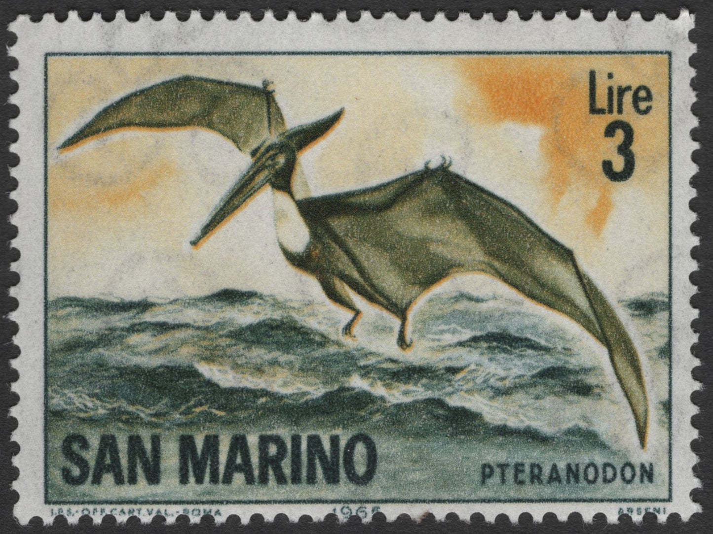 SCG3689 - San Marino 1965 Prehistoric Animals – Pteranodon & Brontosau ...