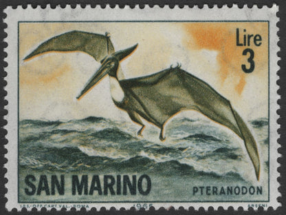 SCG3689 - San Marino 1965 Prehistoric Animals – Pteranodon & Brontosaurus