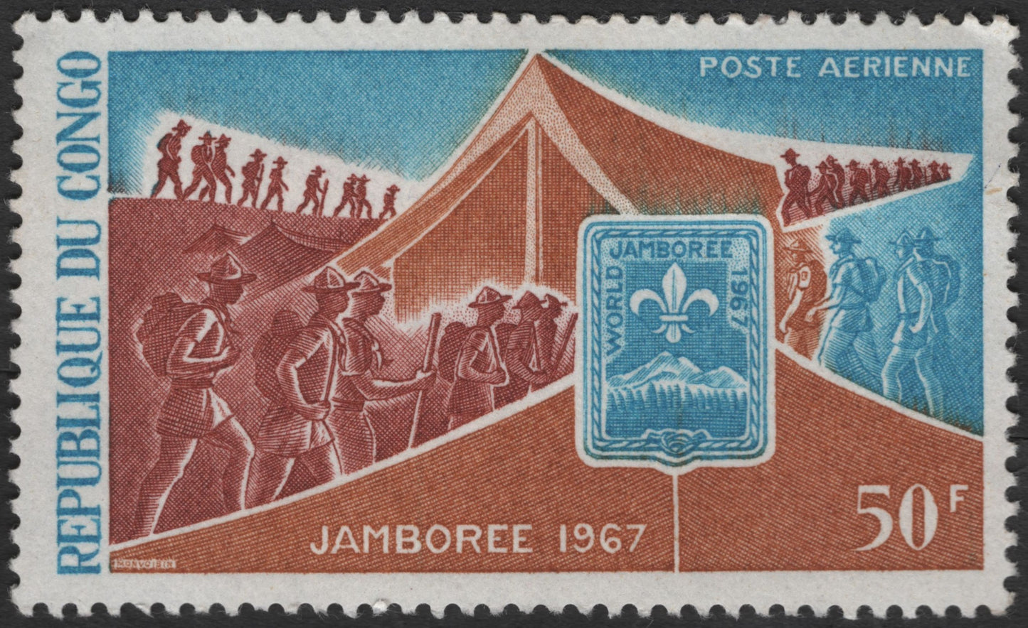 SCG3659 - Republic of Congo – 1967 World Scout Jamboree Airmail Stamp