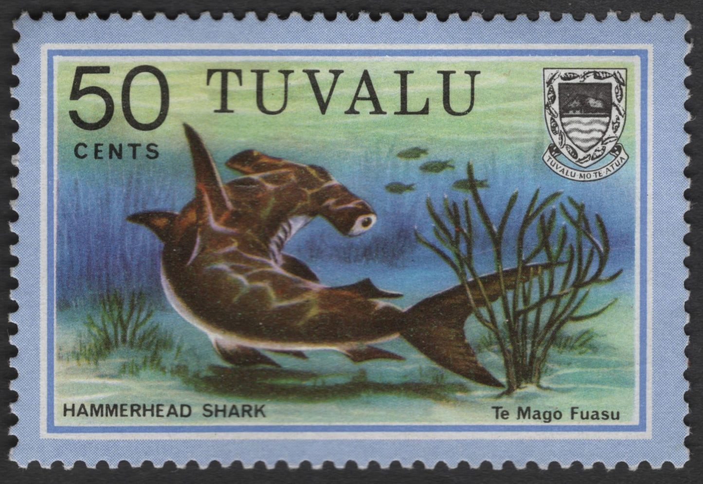 SCG3648 -Tuvalu 50 Cents Hammerhead Shark Stamp