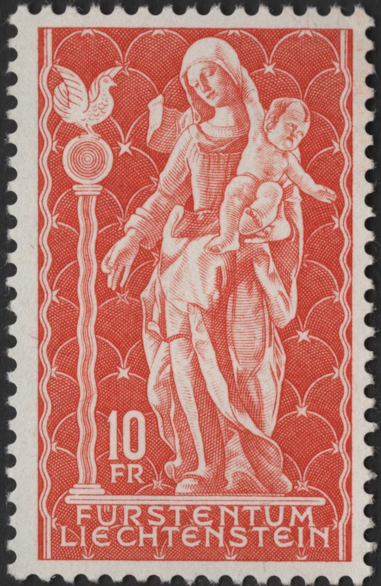 SCG3677 - Liechtenstein 10 Fr Madonna and Child Stamp